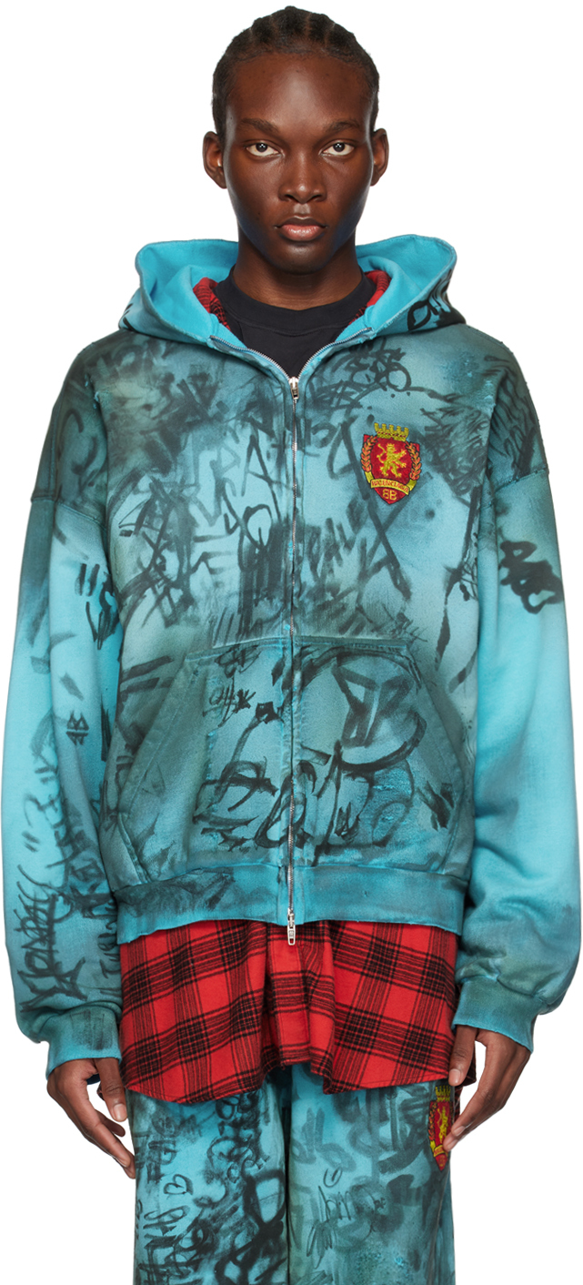 BALENCIAGA Sweatshirts Men  Wide Fit hoodie Blue  BALENCIAGA 674986  TNVB64388  Leam Luxury Shopping Online