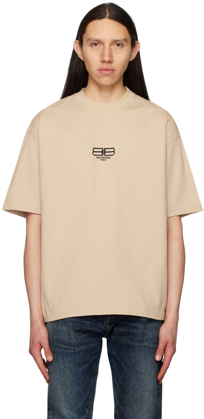 ■BALENCIAGA■ BB Paris Icon T-Shirt Beige 612965TMVG79364 6 Balenciaga Beige Bb Paris Icon T-shirt In 9364 Beige/black