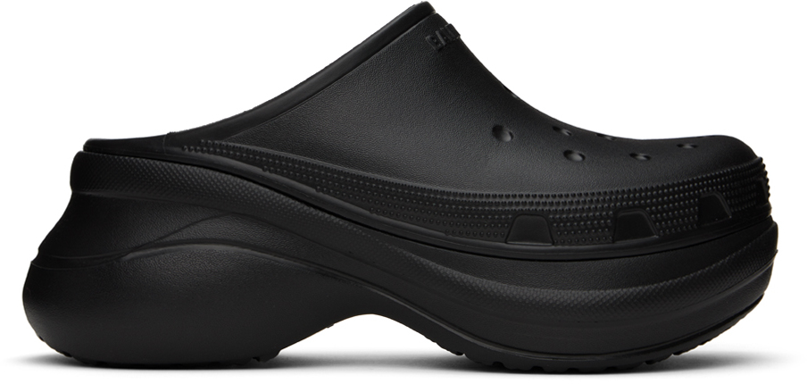 Shop Balenciaga Black Crocs Edition Mules In 1000 Black