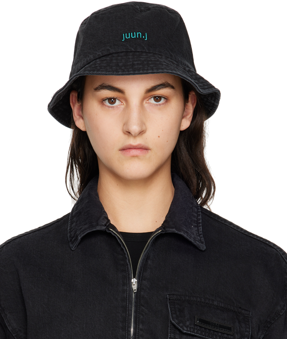 Juunj Black Faded Denim Bucket Hat