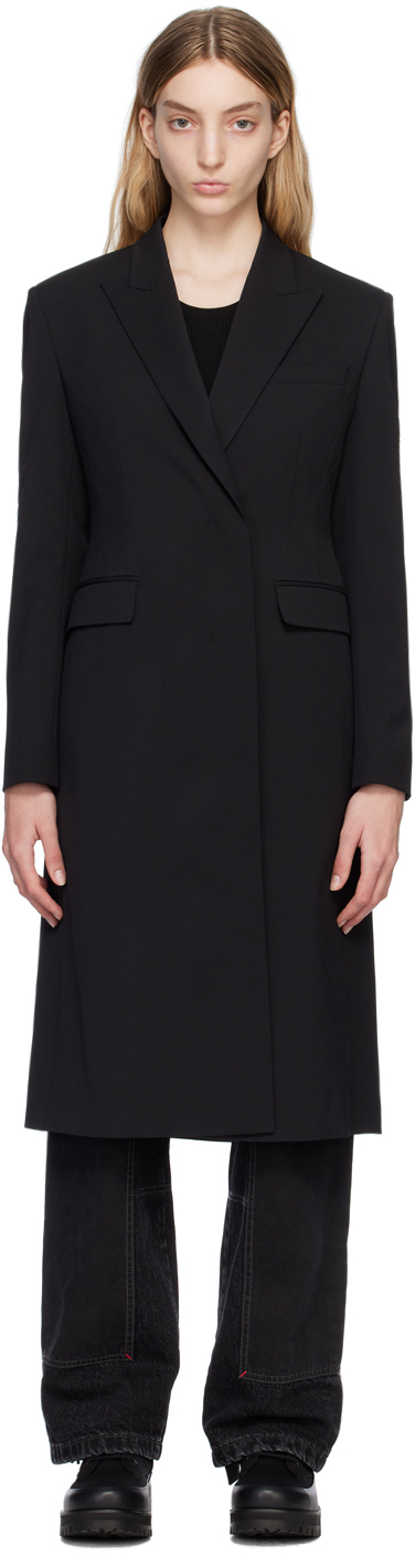 Juun.J: Black Peaked Lapel Coat | SSENSE