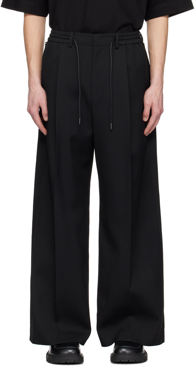 JUUNJ BLACK DRAWSTRING TROUSERS