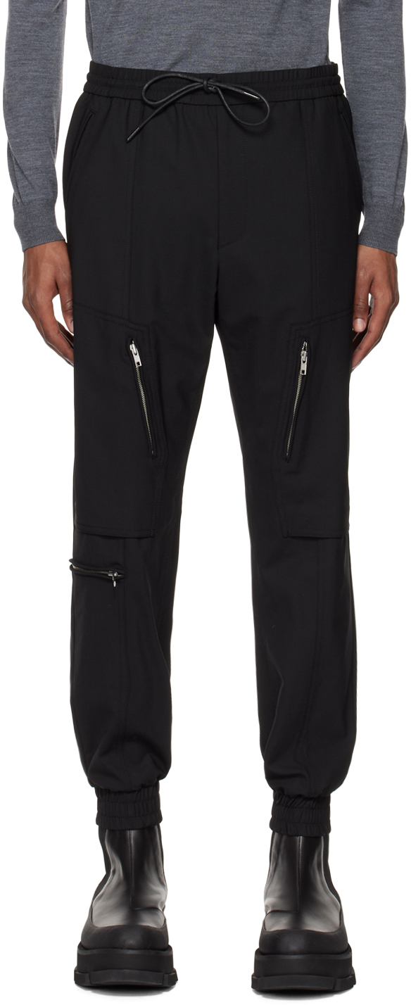 Shop Juunj Black Oblique Cargo Pants In 5 Black