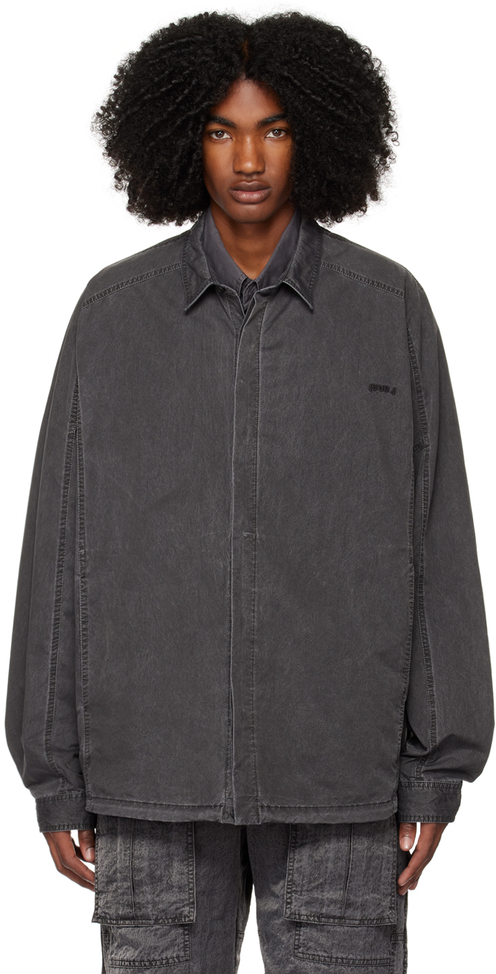 Juun.J: Gray Embroidered Shirt | SSENSE