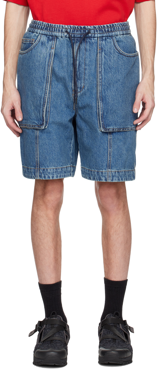 Juun.J Blue Drawstring Denim Shorts SSENSE