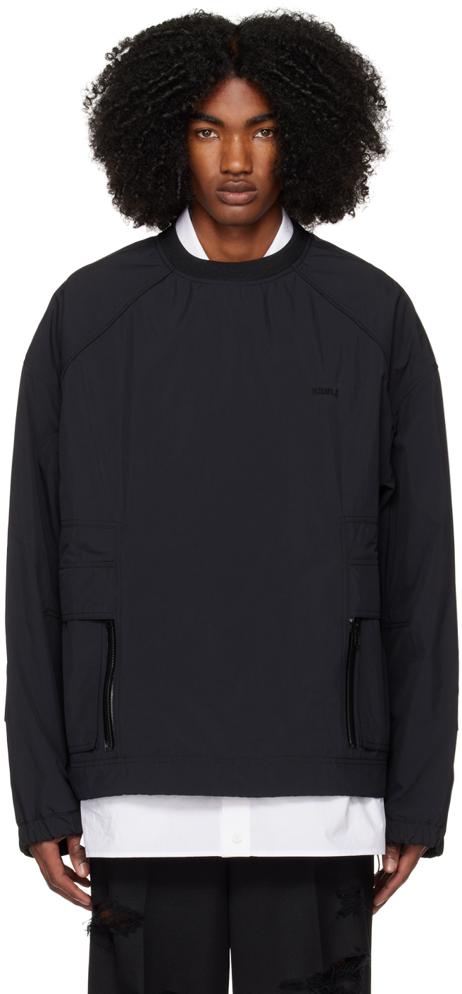 Juun.J: Black Raglan Sweatshirt | SSENSE
