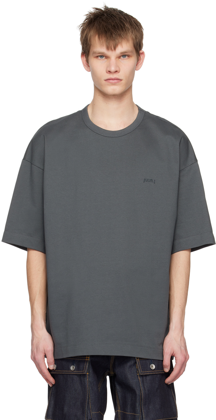 JUUNJ GRAY EMBROIDERED T-SHIRT