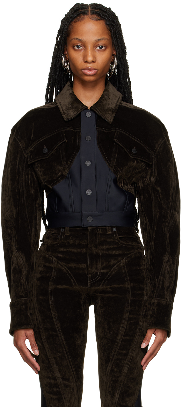 Mugler Brown & Black Cropped Jacket