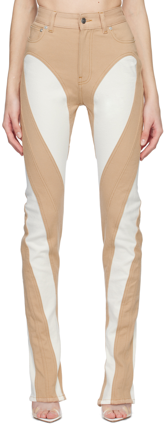Mugler SSENSE Exclusive White & Beige Spiral Jeans