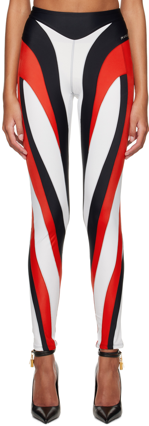 Mugler Red & White Spiral Leggings