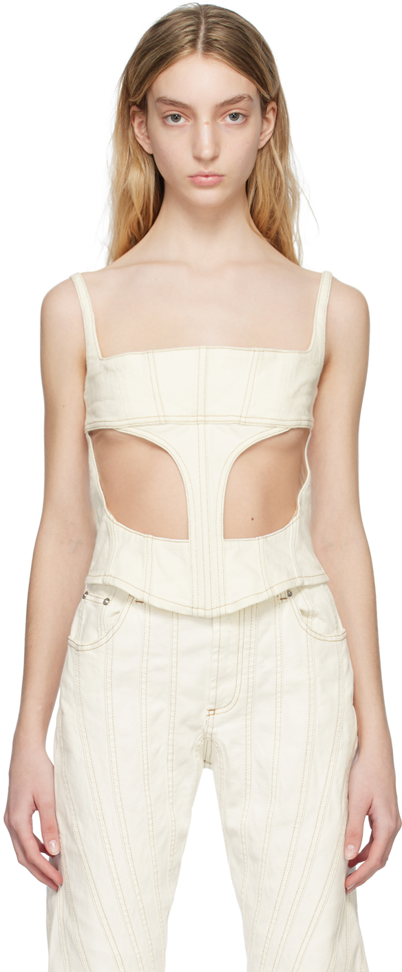 Débardeur Bandage MUGLER Taille 38 - Noir - En Stretch - Vintage Et Ajusté