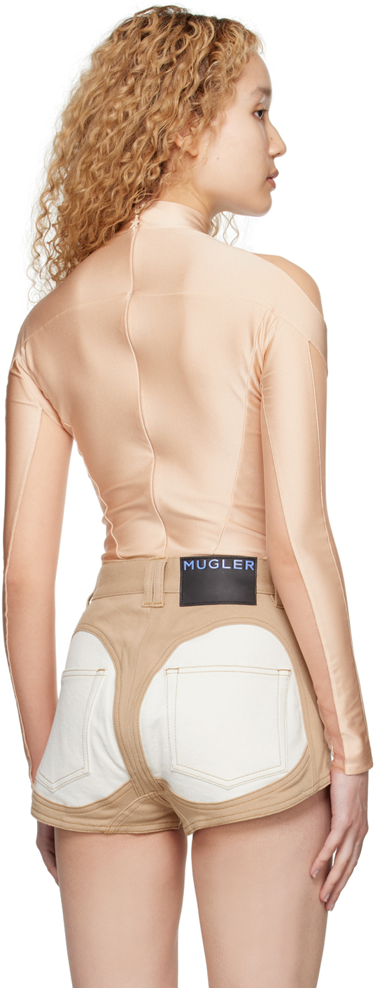 Mugler Beige Illusion Bodysuit In B20n1 Powder / Nude