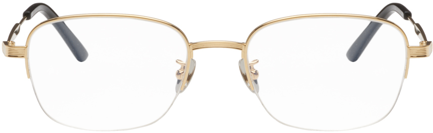 Cartier Gold Half-rim Rectangular Glasses In 001 Gold