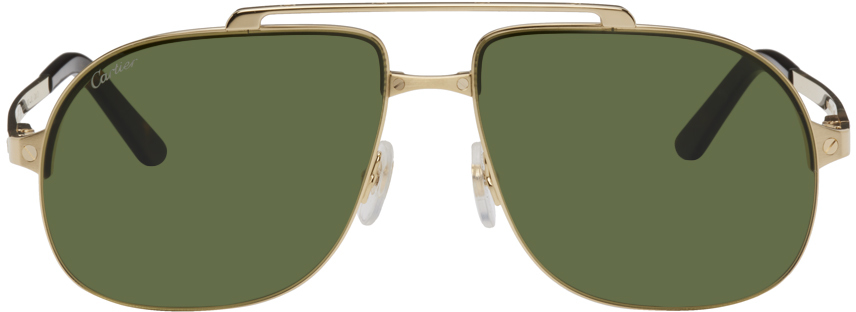 Gold Aviator Sunglasses SSENSE Men Accessories Sunglasses Aviator Sunglasses 