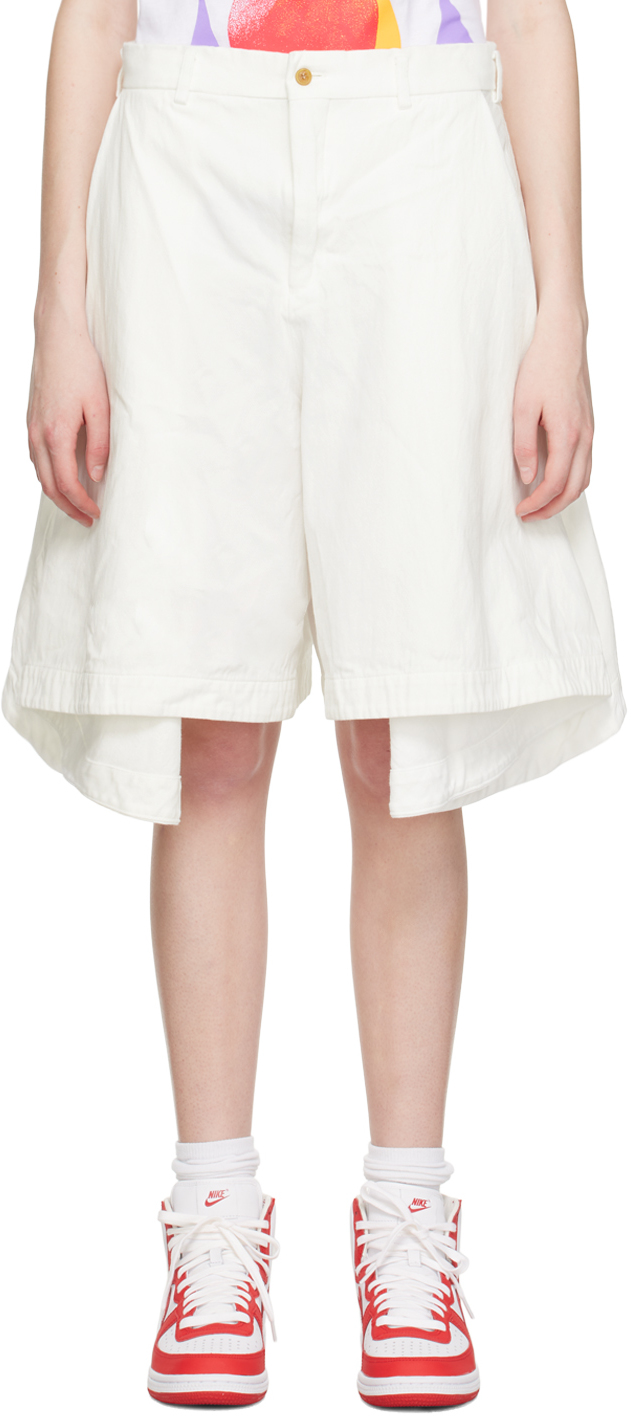 Comme Des Garçons Homme Deux White Pleated Shorts In 1 White