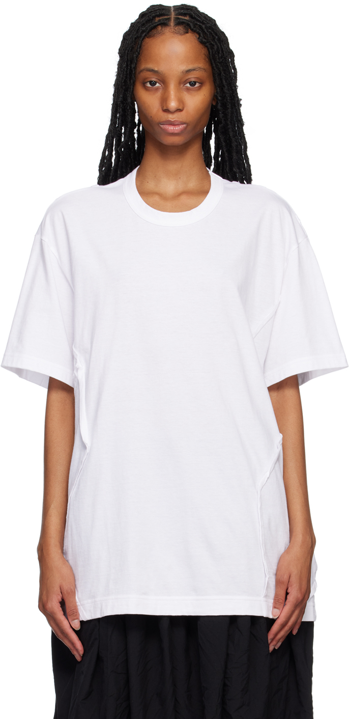 Comme Des Garçons Homme Deux White Patchwork T-shirt In 2 White
