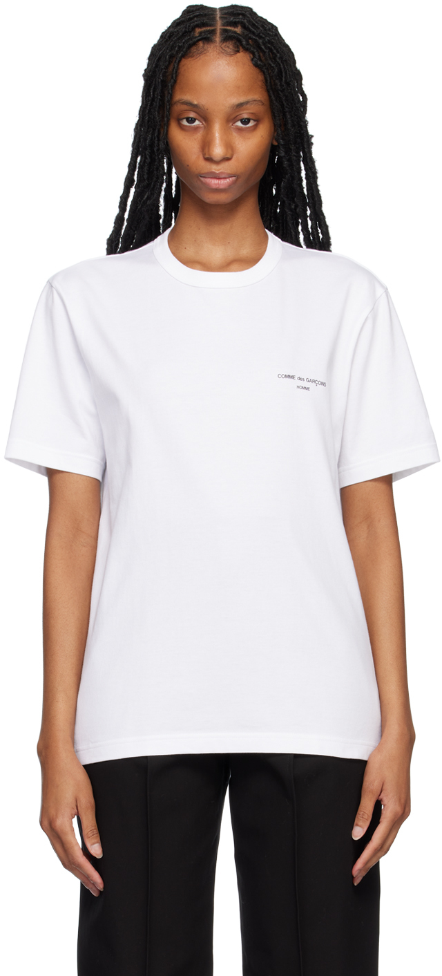 Comme des Garçons Homme Plus: White Printed T-Shirt | SSENSE