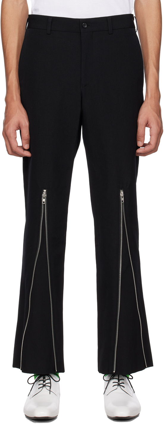 Shop Comme Des Garçons Homme Deux Black Zip Trousers In 1 Black