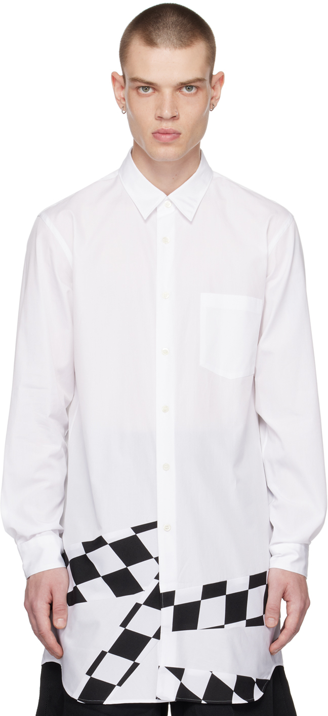 White Check Panel Shirt
