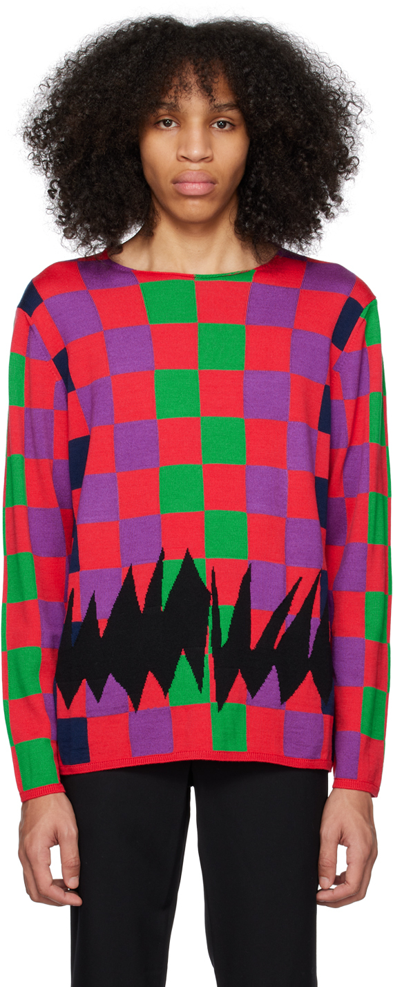 Comme Des Garçons Homme Deux Multicolor Check Sweater In 1 Pink/multi