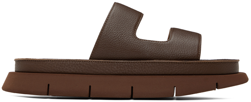 Shop Marsèll Brown Intagliato Sandals In Chocolate