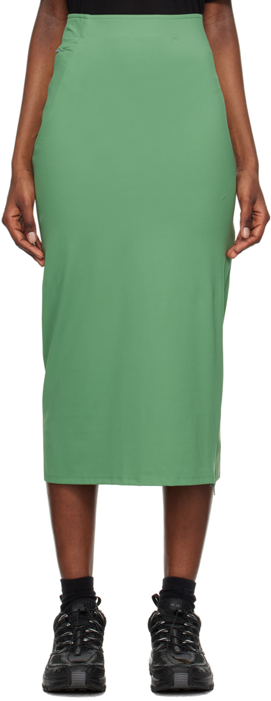 Post Archive Faction (paf) Green Zip Midi Skirt