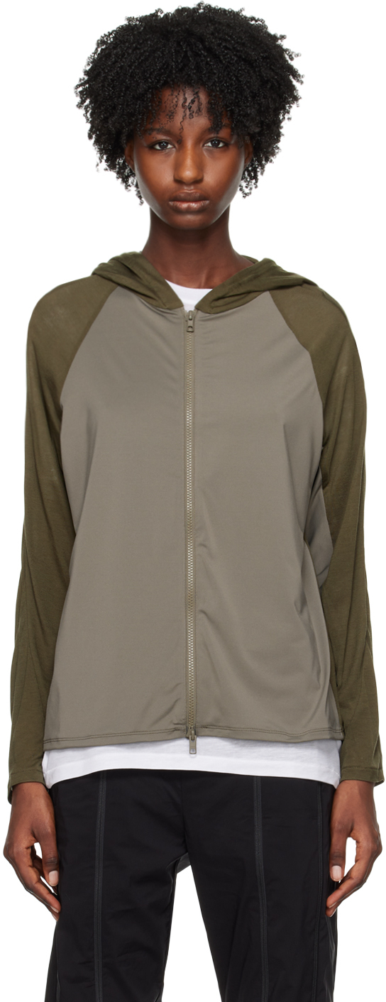 Post Archive Faction (paf) Green Paneled Hoodie In Olive Green