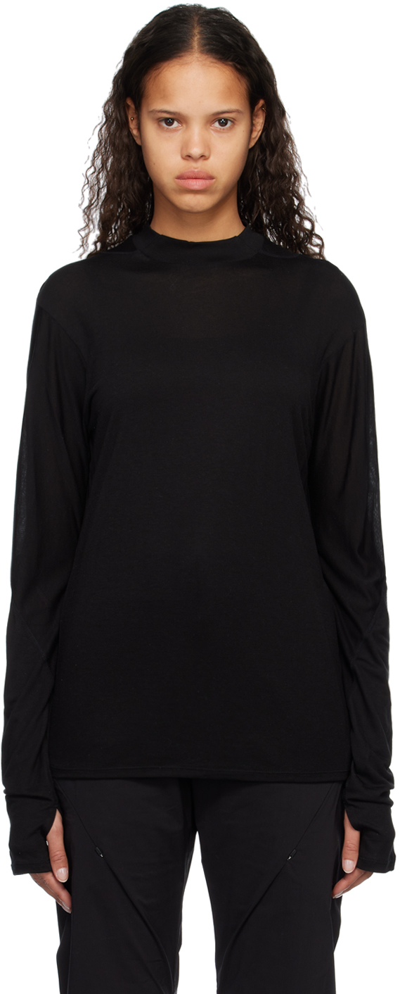 Black Paneled Long Sleeve T-Shirt by POST ARCHIVE FACTION (PAF) on Sale
