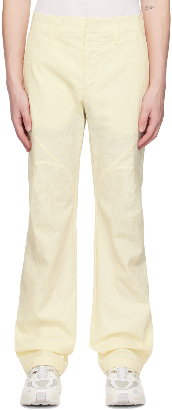 Post Archive Faction (paf) Yellow Darted Trousers In Light Yellow