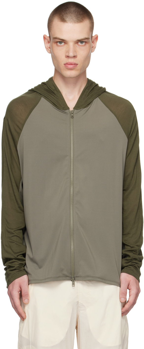 Post Archive Faction (paf) Khaki 5.0+ Right Hoodie In Olive Green