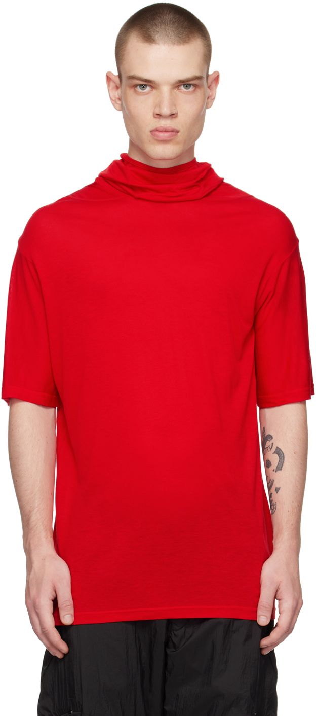 Red 5.0+ Center T-Shirt by POST ARCHIVE FACTION (PAF) on Sale