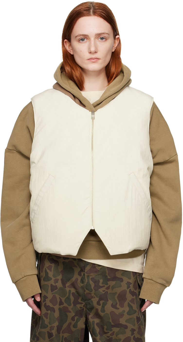 Stussy Off-white Reversible Down Vest In Cream | ModeSens