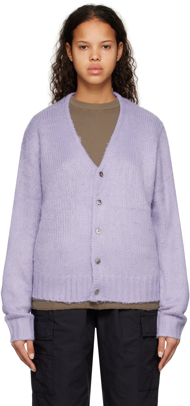 Stussy Purple Brushed Cardigan In Lavender | ModeSens