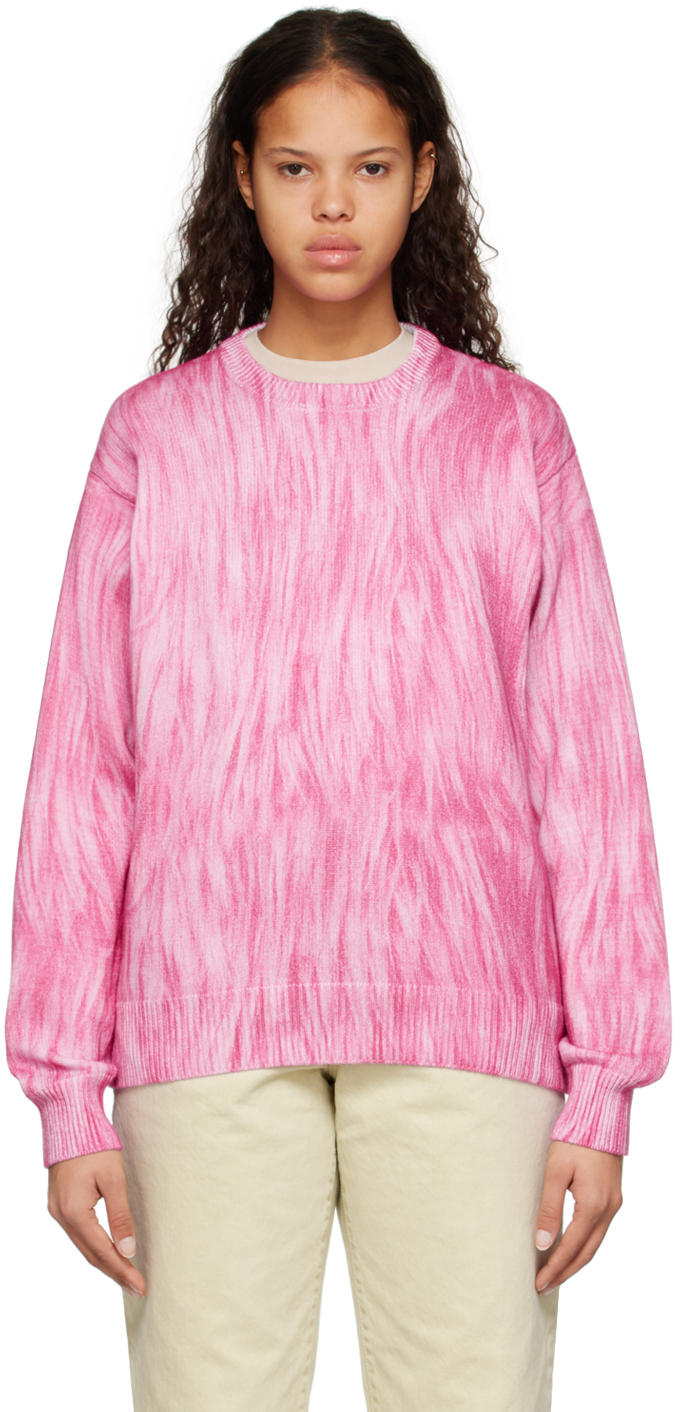 Pink Printed Fur Sweater