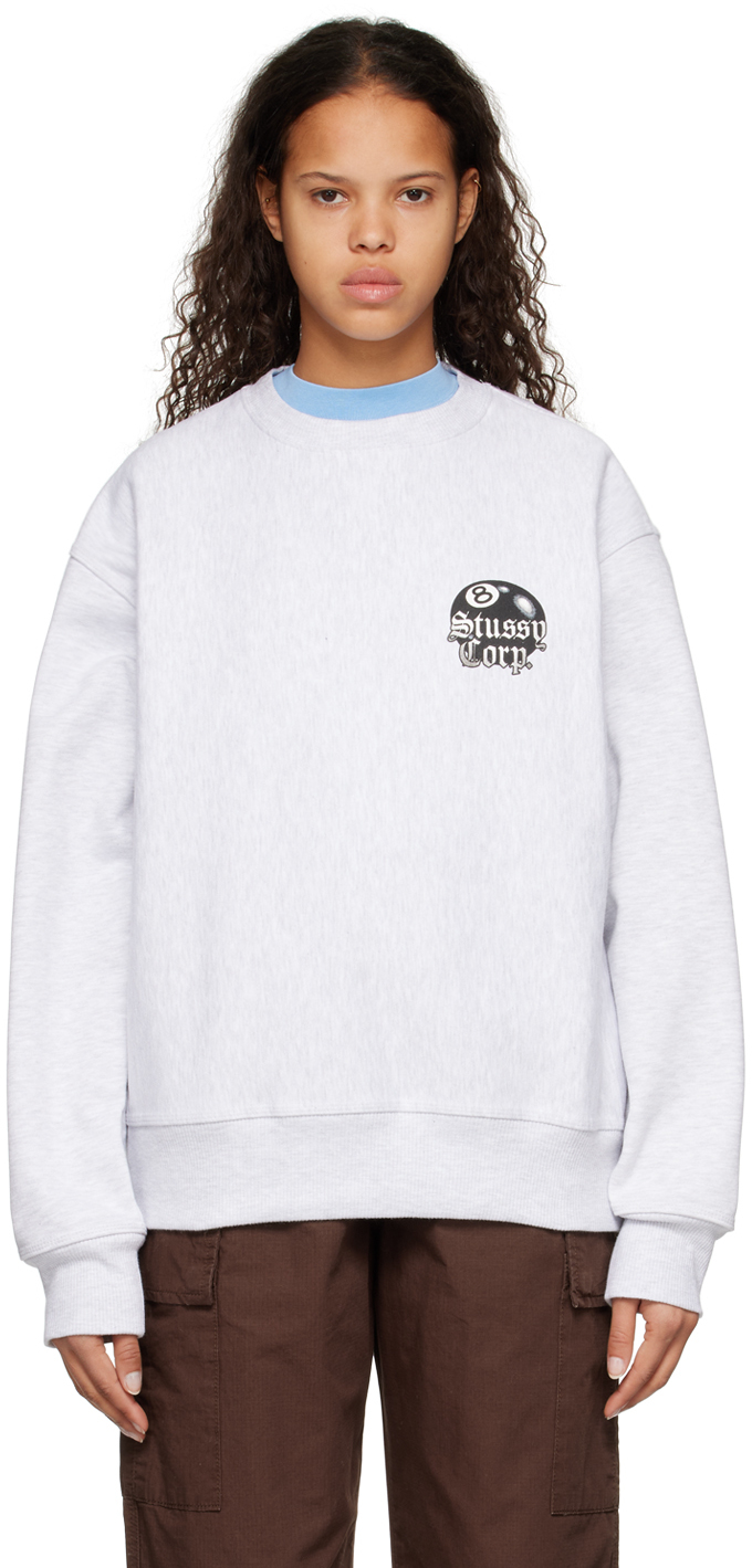 Stussy Gray 8 Ball Corp. Sweatshirt In Ash Heather | ModeSens