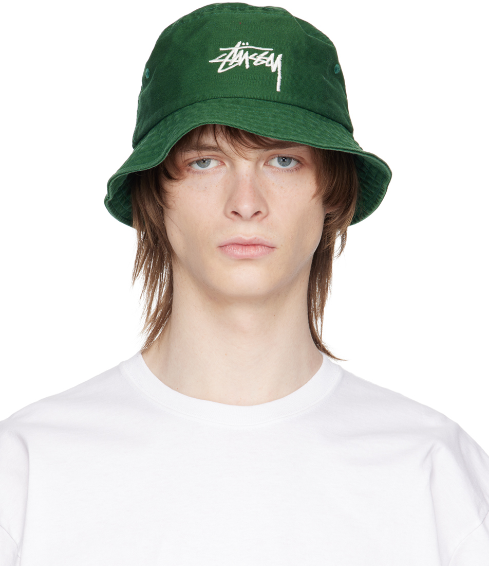 Stüssy: Green Big Stock Bucket Hat | SSENSE UK