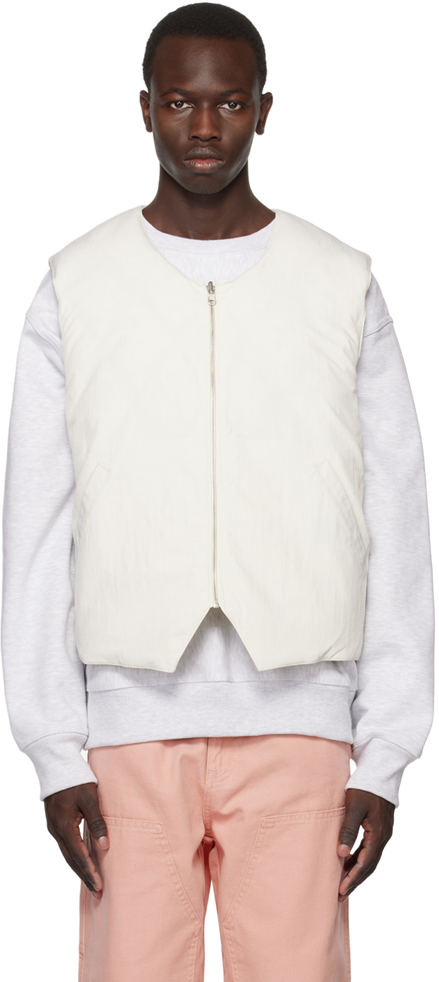 Stüssy: Off-White Quilted Reversible Down Vest | SSENSE UK