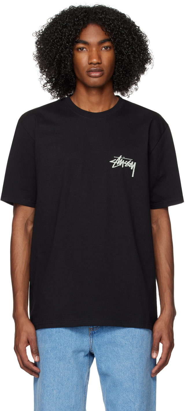 Stüssy: Black Landin T-Shirt | SSENSE UK
