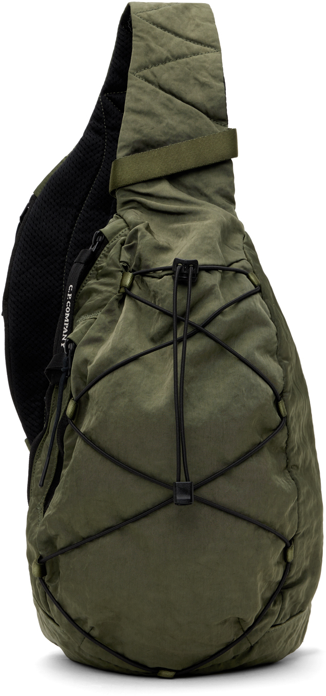 C.P. Company: Khaki Nylon B Crossbody Backpack | SSENSE
