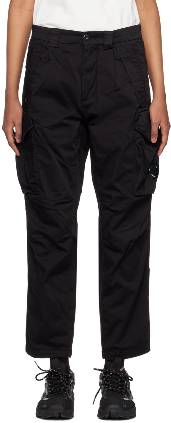 C.p. Company Black Lens Cargo Pants In 999 Black