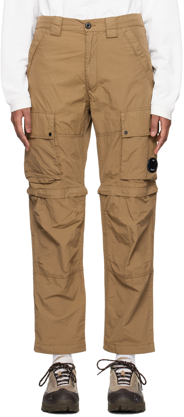 C.p. Company Brown Garment-dyed Cargo Trousers In 339 Lead Grey