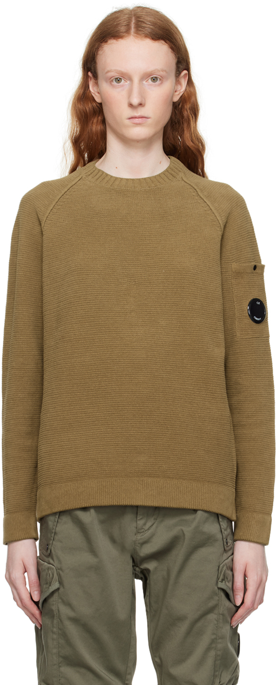C.p. Company Khaki Crewneck Sweater In 339 Lead Gray