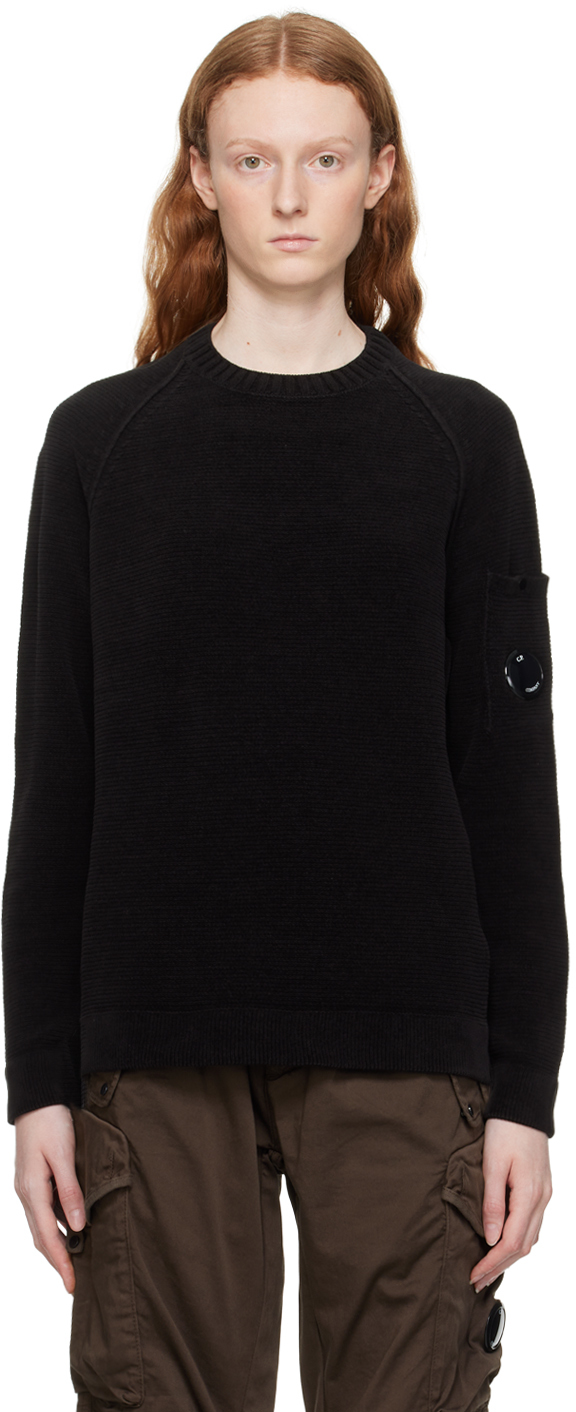 C.p. Company Black Crewneck Sweater In 999 Black