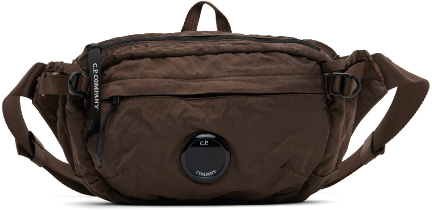 C.p. Company Logo Lens Fanny Pack In Brown