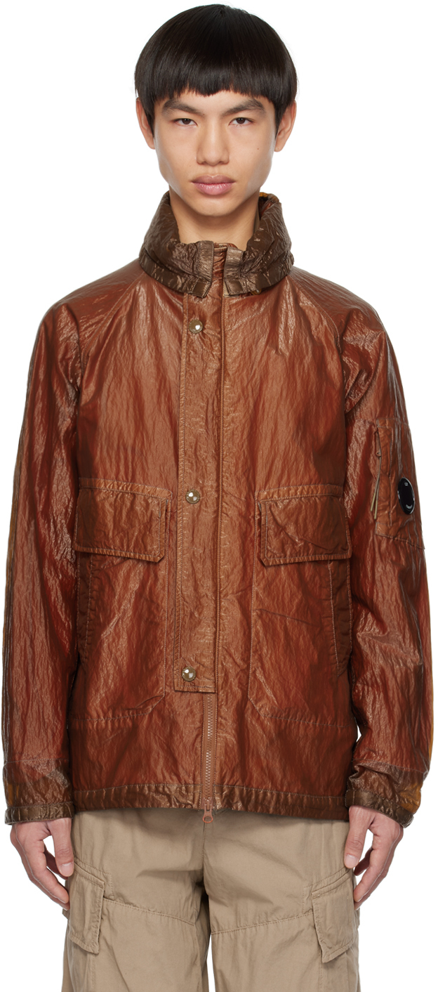 C.p. Company Orange Hooded Jacket In 330 Cobblestone