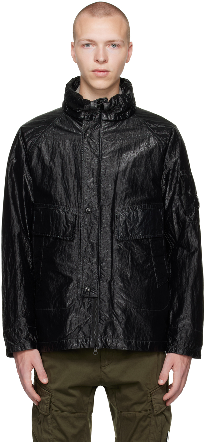 C.P. Company: Black Hooded Jacket | SSENSE Canada