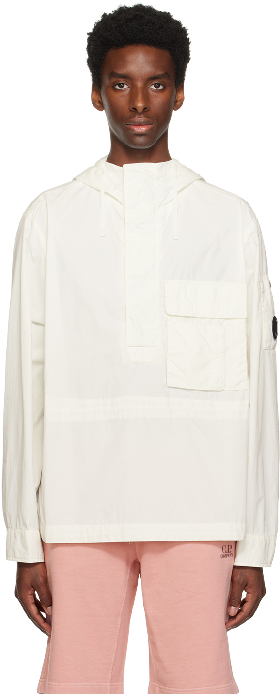 Shop C.p. Company Off-white Lens Jacket In 103 Gauze White
