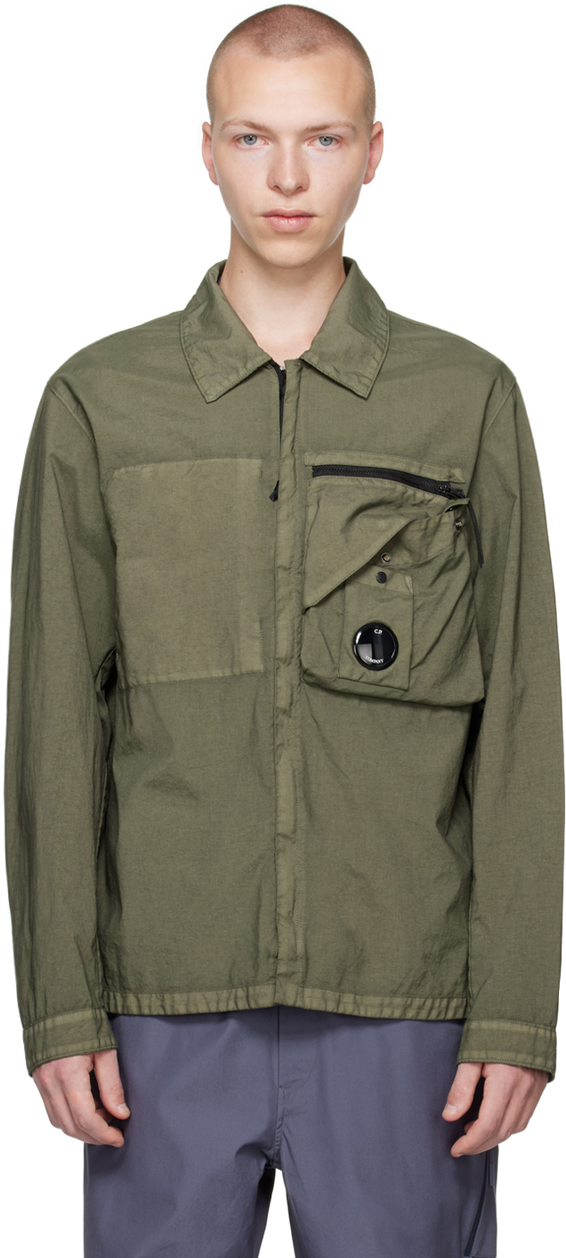 C.p. Company Green Garment-dyed Shirt In 648 Bronze Green
