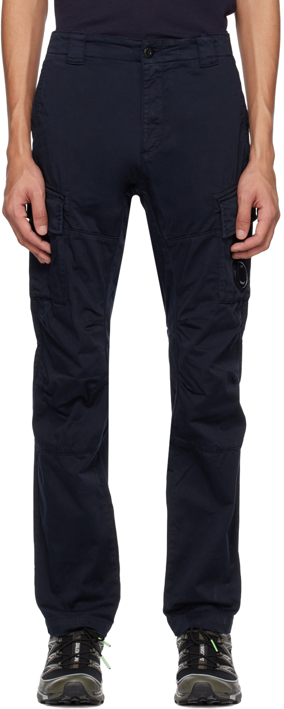Shop C.p. Company Navy Lens Cargo Pants In 888 Total Eclipse