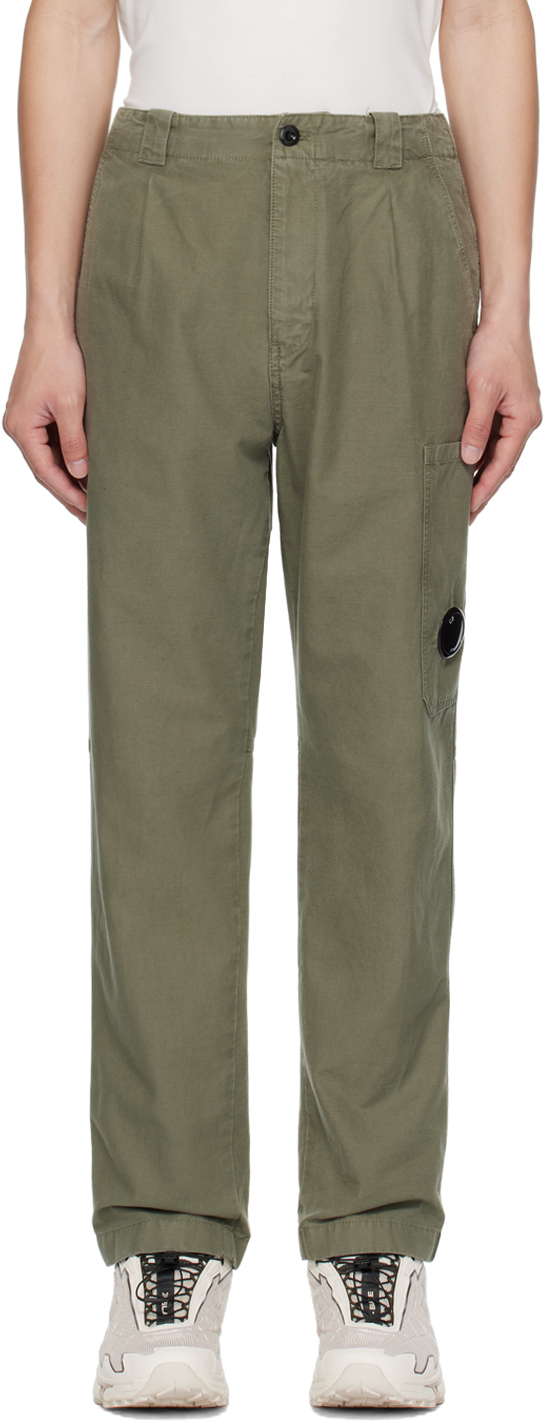 C.p. Company Green Garment-dyed Cargo Pants In 648 Bronze Green